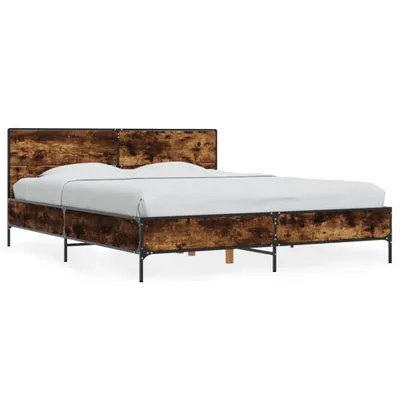 Produktbild von vidaXL Bettgestell Räuchereiche 150x200 cm Holzwerkstoff und Metall