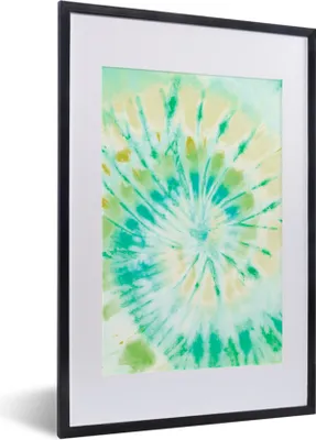 Produktbild von MuchoWow® Gerahmtes Poster Krawattenfärbung - Grün - Spirale 40x60 cm - Poster mit Schwarzem Bilderrahmen Wandposter Rahmen Foto Bilder - Poster in Rahmen