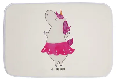 Produktbild von Mr. & Mrs. Panda Badezimmerteppich Einhorn Ballerina - Weiß - Geschenk, Party, Einhörner, Badematte, Geburtstag, Badteppich, Badvorleger, Unicorn, badezimmermatte