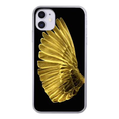 Produktbild von MuchoWow® Handyhülle Schutzhülle Hülle für iPhone 11 Goldene Flügel auf schwarzem Hintergrund Silikon Softcase Handy Hülle - Handytasche