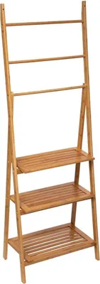 Produktbild von Badregal mit 3 Ablagen und Handtuchhalter, 153 cm, Bambus