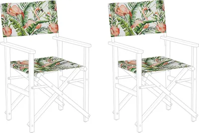 Produktbild von BELIANI Stoffbezüge für Gartenstühle 2er Set Bunt/Weiß/Grün/Rosa aus Polyester mit Flamingomuster Gartenausstattung Outdoor Garten Accessories