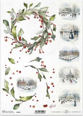 Produktbild von ITD Reispapier Decoupage Bastelpapier Serviettentechnik-R2436 Girlanden-Eislaufbahn