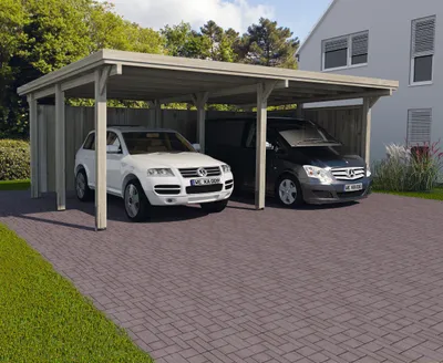 Produktbild von weka Flachdach-Doppelcarport 618 Gr.1 mit PVC-Dachplatten, Farbe:kdi, Dachform:Flachdach