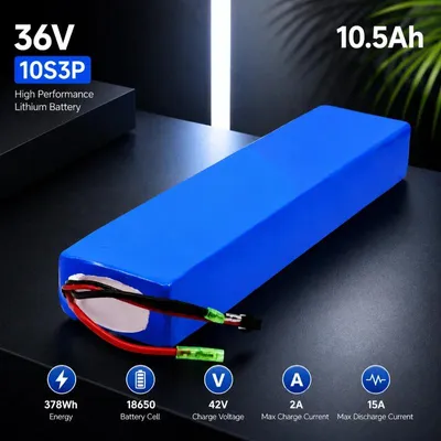 Produktbild von E-Bike Akku 36V - Li-Ion Batteriepacks 10S3P 18650 - 10,5Ah Kapazität - Für E-Bike und Klapprad - Wiederaufladbarer Ersatzakku - EU Lager Schnellversand