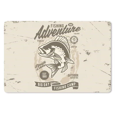 Produktbild von MuchoWow® Schreibtischunterlage Fisch - Briefe - Vintage - Zeichnung 60x40 cm - XXL Mauspad - Großes Mauspad