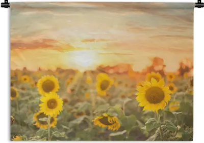 Produktbild von MuchoWow® Wandteppich Wandbehang Sonnenblume - Sonne - Blumen 60x45 cm Tapisserie Dekoration Wandtuch - Das Schlafzimmer
