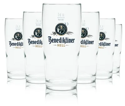 Produktbild von 6x Benediktiner Bier Glas 0,3l Willi Becher "Hell" Sahm Brauerei Tumbler Gläser
