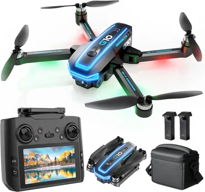 Image de Drone GPS G10 avec caméra professionnelle, 4K EIS (contrôle radio avec écran), autonomie de 45 minutes, portée de transmission maximale de 600 mètres, suivi du sujet