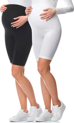 Produktbild von Be Mammy Kurze Umstandsleggings aus Baumwolle 2Pack BE20-228 (2Pack Schwarz/Weiß, S)
