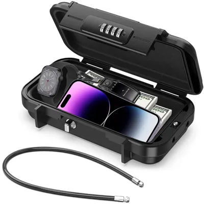 Image de Omgoods - Coffre-fort portable avec code à 4 chiffres - Boîte de sécurité étanche
