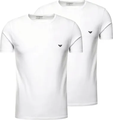 Produktbild von EMPORIO ARMANI 2er Pack Herren Regular Fit Stretch Baumwolle O-Neck T-Shirts Weiß/Weiß L
