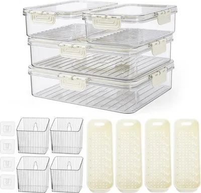 Produktbild von Kühlregalset, 12-teilig, 4 Kühlboxen mit Deckel, 4 Türen, Aufbewahrungsbox, 4 Abflussmänner