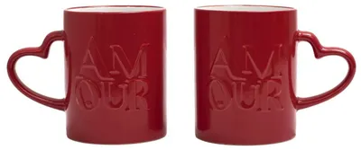 2er-Set Liebesbecher aus Keramik, rot, 300 ml, spülmaschinenfest