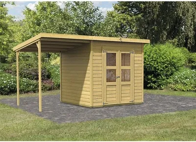 Produktbild von Gartenhaus Karibu Klosterburg mit Schleppdach 390 x 236 cm natur