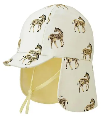 Produktbild von Baby Kinder Sonnenhut Baumwolle mit Nackenschutz Beige Gelb Zebra 1-3 Jahre