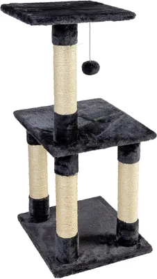 Produktbild von NYVI Katzen Kratzbaum Trient 85 cm groß anthrazit - Deluxe Mini Katzenbaum mit einer Plattform, Fellball und 4 Sisal Kratzsäulen - Stabiles und Robustes Katzenhaus