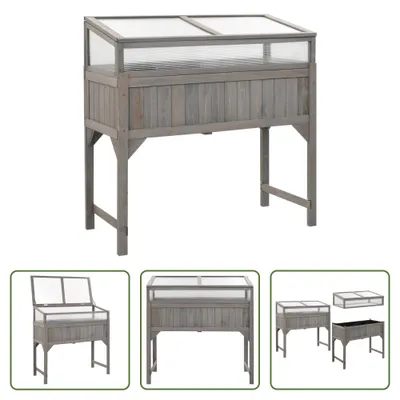 Produktbild von The Living Store Hochbeet mit Gewächshaus 110x54x120 cm Massivholz Tanne
