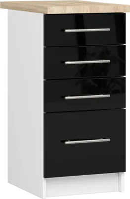 Immagine prodotto di Mobiletto da Cucina OLIWIA S40 SZ4 Nero Lucido con Piano di Lavoro Bianco 40 cm x 60 cm