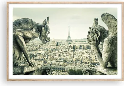 Produktbild von Gerahmtes Poster - Rahmen in heller Eiche - Wasserspeier Paris Notre-Dame - 91,5x61 cm - Wand Bild - Wanddeko - Wandbilder - Kunstposter - Wandposter - Bilderrahmen - Bilder - P2NAA91x61-4544