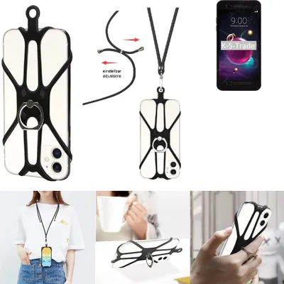 Produktbild von K-S-Trade 3in1 Handykette Handyband Handykordel Halsband Smartphone-Ring Handy-Ring kompatibel mit LG Electronics K8+ (2018) Fingerhalterung Handyring