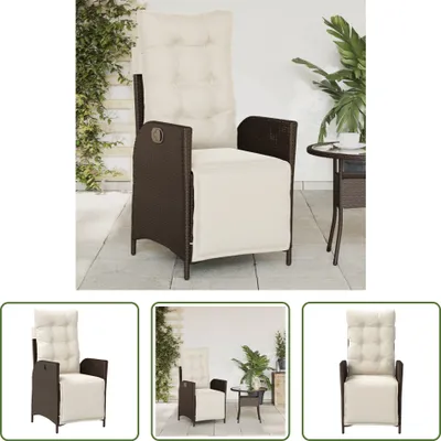 Produktbild von The Living Store Gartensessel mit Fußteil Verstellbar Braun Poly Rattan