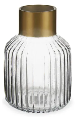Produktbild von Vase Streifen Gold Durchsichtig Glas (12 x 18 x 12 cm)