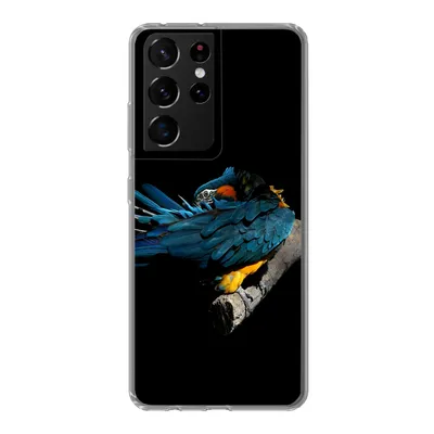 Produktbild von MuchoWow® Handyhülle Schutzhülle Hülle für Samsung Galaxy S21 Ultra Vogel - Federn - Zweig - Schwarz Silikon Softcase Handy Hülle - Mobiltelefon