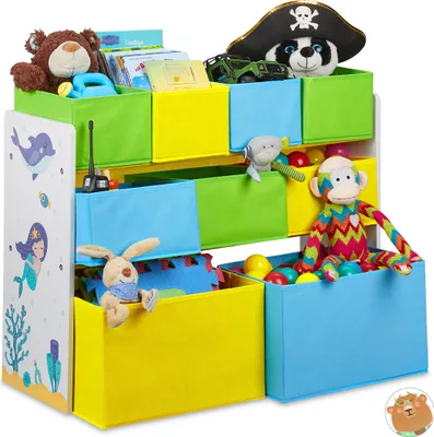Produktbild von relaxdays Kinderregal mit Motiv und 9 Boxen