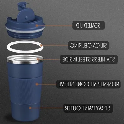 Reisebecher mit doppelter Wand, isolierte Kaffeetasse mit auslaufsicherem Deckel - vakuumisolierter Edelstahl für heiße und