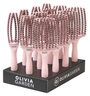 Produktbild von Olivia Garden Fingerbrush Boar&Nylon Display Pastel Pink 12st