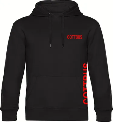 Produktbild von multifanshop Kapuzen Sweatshirt - Cottbus - Brust & Seite, schwarz, Größe M