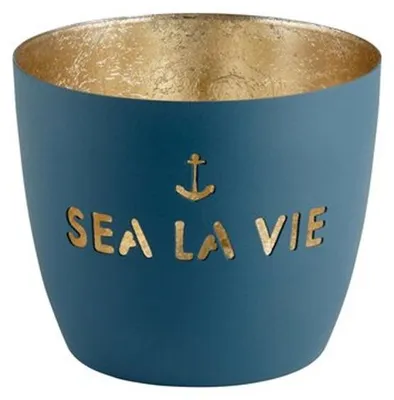 Immagine prodotto di Candela decorativa Windlicht, collezione Madras, colore blu petrolio e oro