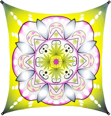 Produktbild von PSYWORK Schwarzlicht Segel Elasthan Goa "Pot Mandala", 3x3m