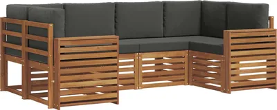 Productafbeelding van vidaXL Tuinset met 6 zitplaatsen, natuurlijke en antraciet kleur
