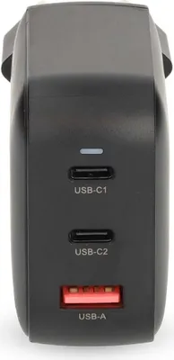 Produktbild von Nedis Netzladegerät - 100 W - GaN - PD3.0 - 2.5 / 3.0 / 5.0 A - Anzahl der Ausgänge: 3 - USB-A / 2x USB-C - Automatische Spannungswahl - Schwarz