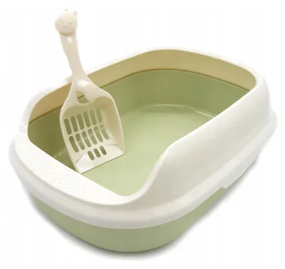 Imagen del producto de Nobleza. Arenero grande y abierto para gatos, con paleta, color verde