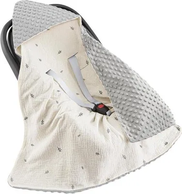 Produktbild von Geschmückter Baby-Decken für Kinderwagen und Auto-Stuhl | Jährlich geeignet | 90 x 90 cm | Blätter-Muster