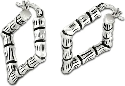Produktbild von SilberDream Ohrringe Bambus eckig Damen 925 Silber Creolen ECHT-Schmuck SDO67202