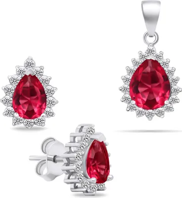 Immagine prodotto di Set di gioielli in argento con zirconi SET226WR (orecchini, ciondolo)