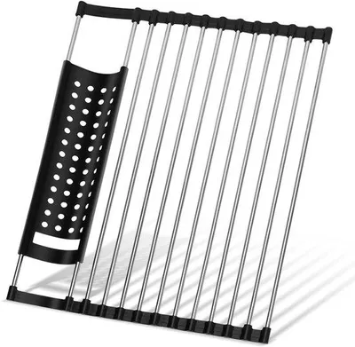 Zdjęcie produktu dla Składana miska do płukania naczyń z przegrodami na sztućce (noże/łyżki/widelce) – składana miska do zlewu, czarna, 43 x 33 cm