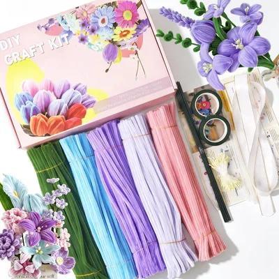 Pfeifenreiniger-Set, 500 Stück, 30 cm, 5 Farben, Blumenbasteln
