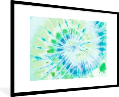 Produktbild von MuchoWow® Gerahmtes Poster Krawattenfärbung - Grün - Blau 90x60 cm - Poster mit Schwarzem Bilderrahmen Wandposter Rahmen Foto Bilder - Wanddekoration - Fotos