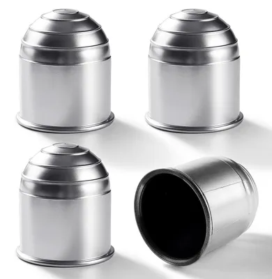 Image de Cache pour attelage de 50 mm, protège-bille, plastique, argenté, lot de 4