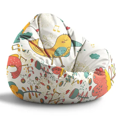 Obrázek produktu pro Dreamroots sedací vak Paradise children s výplní, podlahový polštář sedací vak, dětský pokoj 70x70x105 cm, dětský sedací vak, dětský sedací vak, Happy Yellow Bird