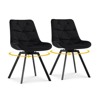 Produktbild von CLIPOP Esszimmerstühle,drehbar 2er-Set, Samt Drehstuhl ohne Armlehnen,Schwarz