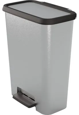 Immagine prodotto di Pattumiera a pedale - CURVER - COMPATTA - 50 L - Grigio effetto metallo - Polipropilene