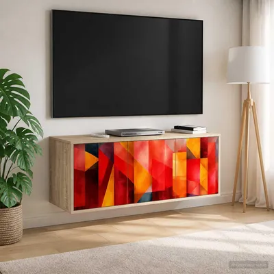 Image de Meuble TV mural exclusif HEESCH, dimensions : 102 x 33 x 40 cm, finition chêne Sonoma