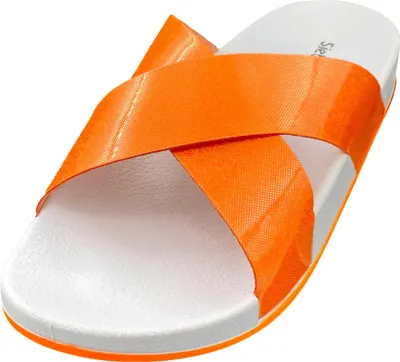 Produktbild von Siebi's Pantoletten für Damen im Schlupf-Design mit bequemer Passform Orange-Weiß