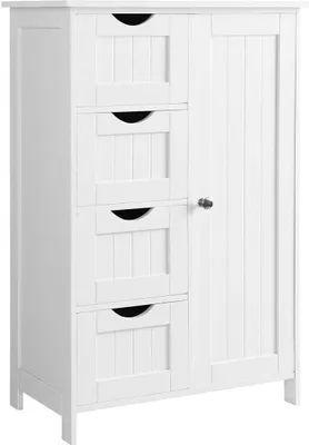 Obrázek produktu pro Koupelnová skříňka Rootz – úložná skříňka – organizér – bílá – MDF desky – 55 cm x 82 cm x 30 cm